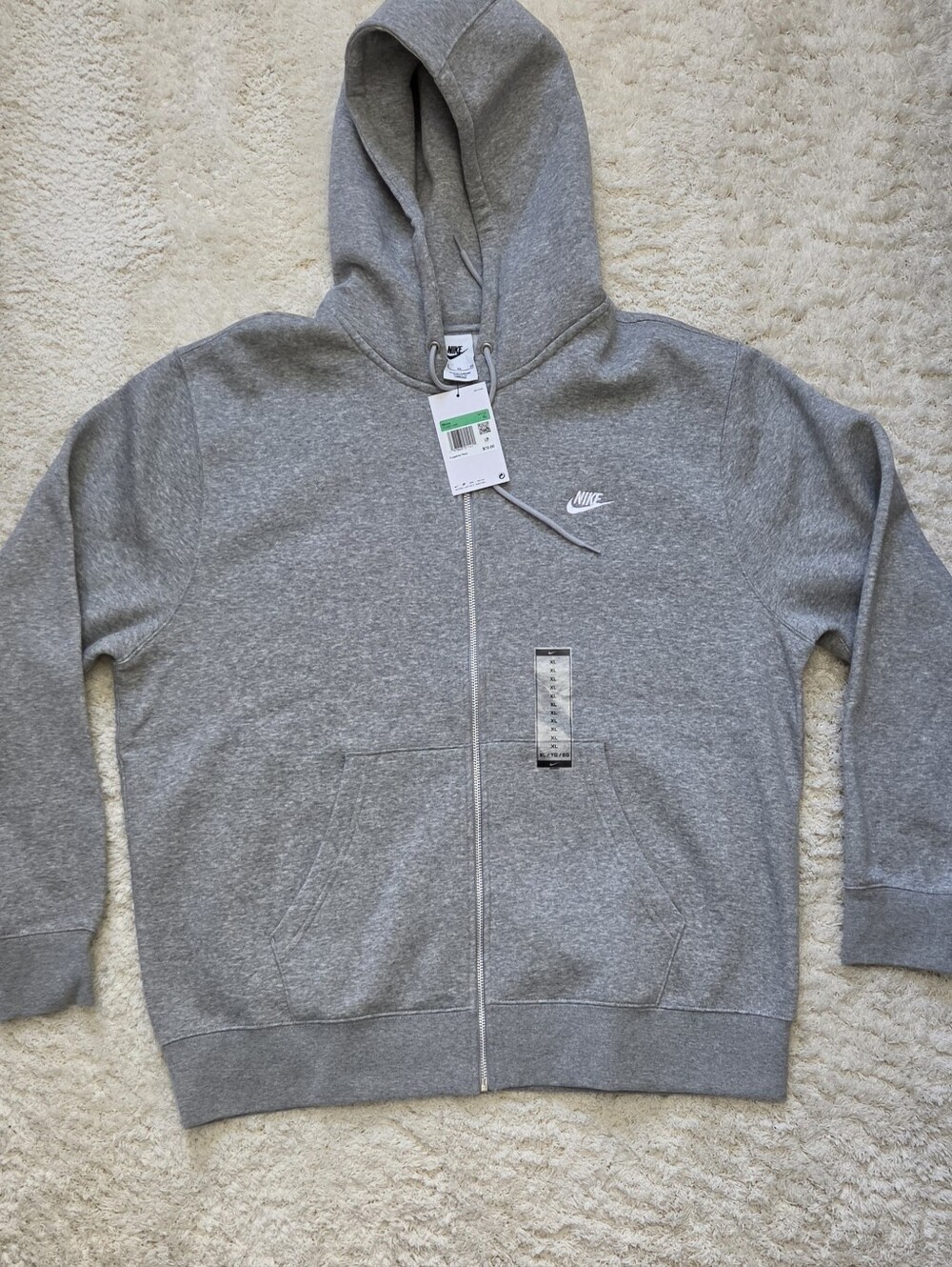 Nike Men's Gray Full-Zip Hoodie Sweatshirt